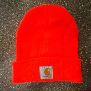 Carhartt Orange Knit Beanie Hat Winter Warm Outdoor Cozy Classic